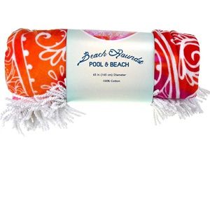 Loftex Loft Pool & Beach Round Cotton Towels, 65" Diameter, Pink and Orange